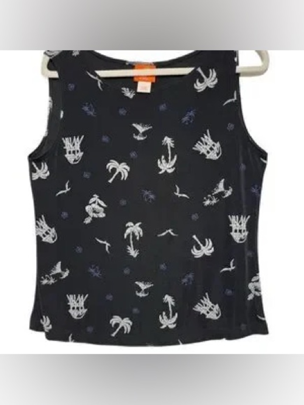 Hearts of Palm Vintage Black and White Patterned Sleeveless Top